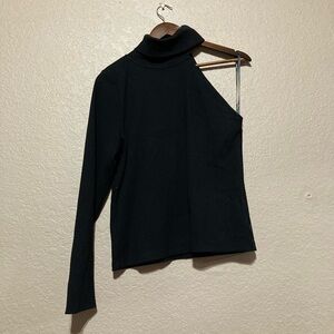 Calvin Klein Jeans Black One-Shoulder Turtleneck Top